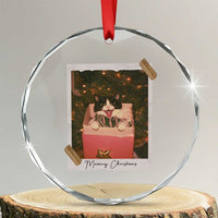Meowy Christmas Crystal Glass Ornament Cute Cat Lovers Xmas Retro Vintage Photo - Wonder Print Shop