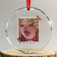 Meowy Christmas Crystal Glass Ornament Funny Cat Lovers Xmas Vintage Photo - Wonder Print Shop