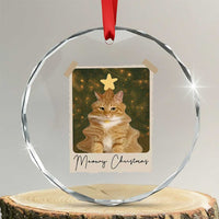 Meowy Christmas Crystal Glass Ornament Funny Cat Xmas Tree Retro Vintage Photo - Wonder Print Shop