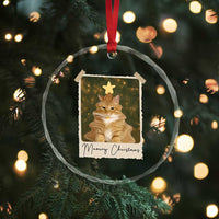 Meowy Christmas Crystal Glass Ornament Funny Cat Xmas Tree Retro Vintage Photo - Wonder Print Shop