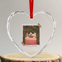 Meowy Christmas Heart Crystal Glass Ornament Cute Cat Lovers Xmas Retro Vintage Photo - Wonder Print Shop