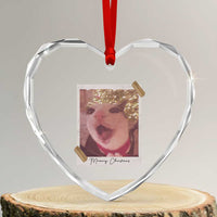 Meowy Christmas Heart Crystal Glass Ornament Funny Cat Lovers Xmas Vintage Photo - Wonder Print Shop