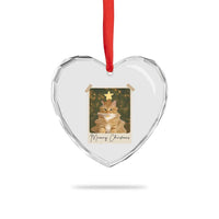Meowy Christmas Heart Crystal Glass Ornament Funny Cat Xmas Tree Retro Vintage Photo - Wonder Print Shop