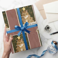 Meowy Christmas Wrapping Paper Roll Funny Cat Xmas Tree Retro Vintage Photo - Wonder Print Shop