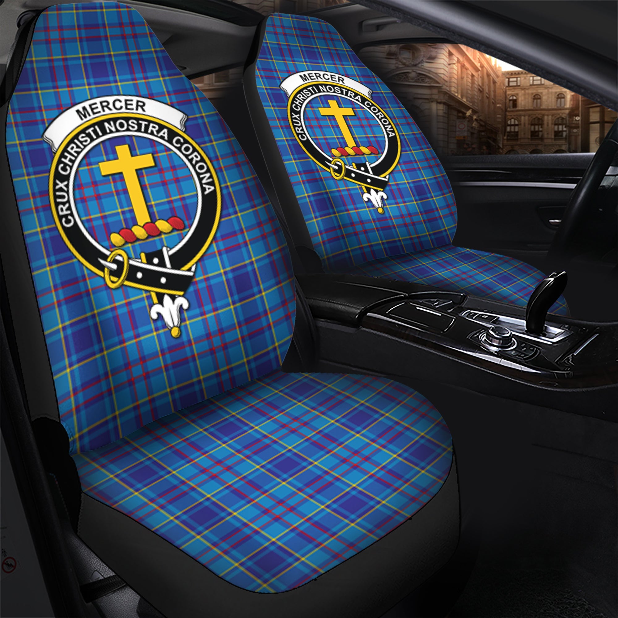 Mercer Modern Clan Tartan Car Seat Cover, Family Crest Tartan Seat Cover TS23