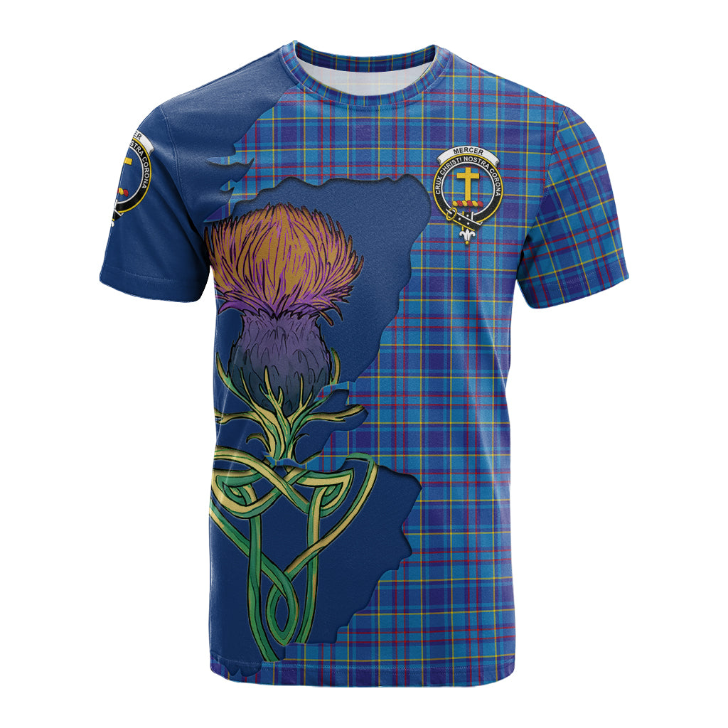 mercer-modern-tartan-family-crest-t-shirt-tartan-plaid-with-thistle-and-scotland-map-t-shirt