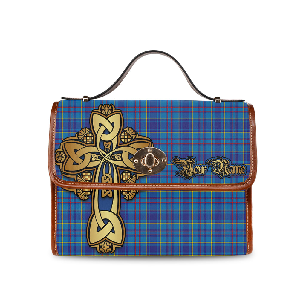 mercer-modern-tartan-canvas-bag-personalize-your-name-with-golden-thistle-and-celtic-cross-canvas-bag