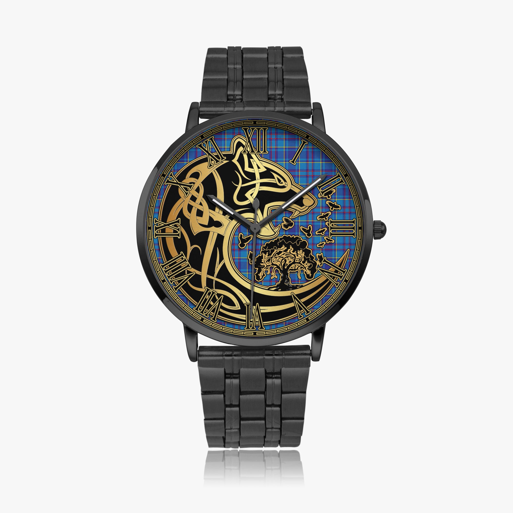 mercer-modern-tartan-watch-with-stainless-steel-trap-tartan-instafamous-quartz-stainless-steel-watch-golden-celtic-wolf-style