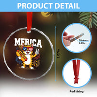 Merica Cat Crystal Glass Ornament Funny 4th of July Hot Dog and Fireworks Patriotic USA Flag TS02