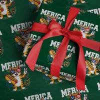 Merica Cat Wrapping Paper Roll Funny 4th of July Hot Dog and Fireworks Patriotic USA Flag - Wonder Print Shop