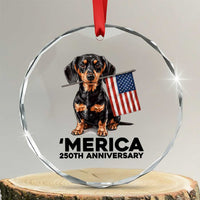 Merica Dachshund Lover Crystal Glass Ornament 250th Anniversary Gift