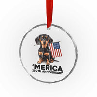 Merica Dachshund Lover Crystal Glass Ornament 250th Anniversary Gift