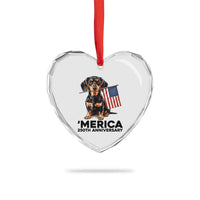 Merica Dachshund Lover Heart Crystal Glass Ornament 250th Anniversary Gift