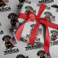 Merica Dachshund Lover Wrapping Paper Roll 250th Anniversary Gift