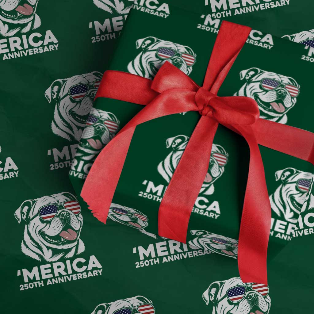 Merica English Bulldog Lover Wrapping Paper Roll 250th Anniversary Gift