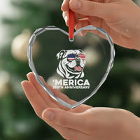 Merica English Bulldog Lover Heart Crystal Glass Ornament 250th Anniversary Gift