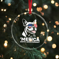 Merica French Bulldog Lover Crystal Glass Ornament 250th Anniversary Gift