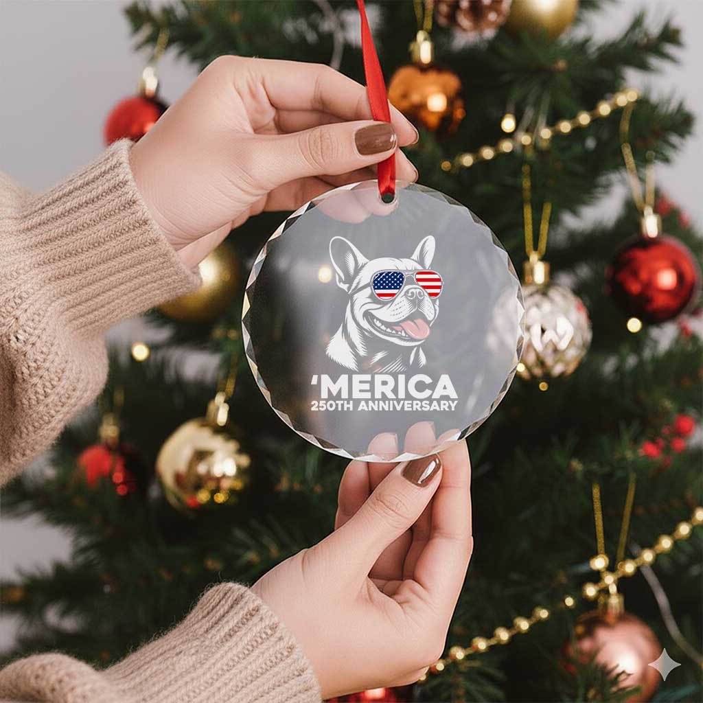 Merica French Bulldog Lover Crystal Glass Ornament 250th Anniversary Gift