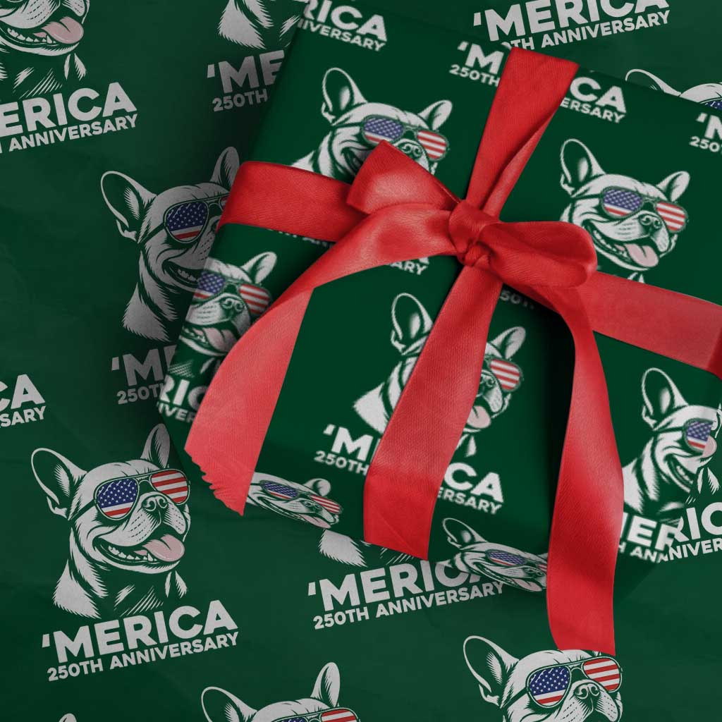 Merica French Bulldog Lover Wrapping Paper Roll 250th Anniversary Gift
