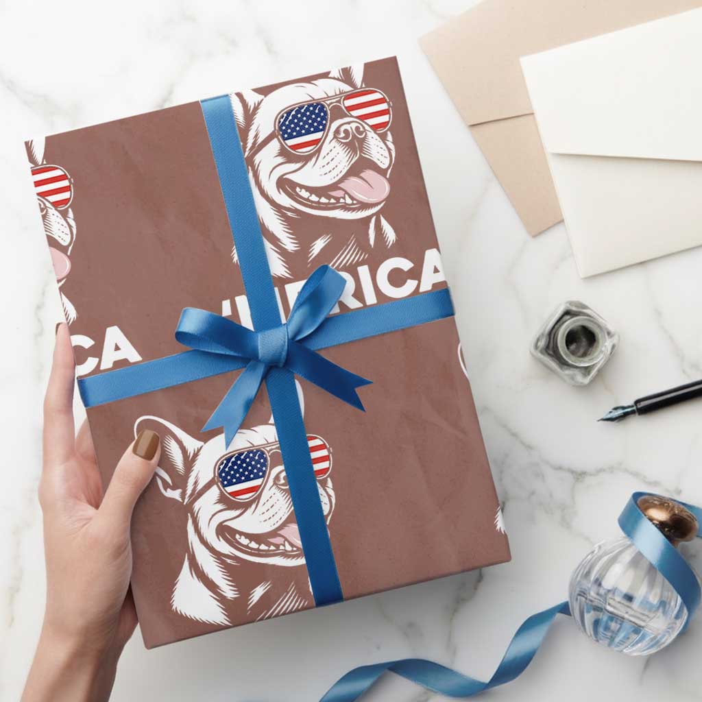 Merica French Bulldog Lover Wrapping Paper Roll 250th Anniversary Gift
