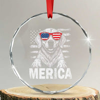 Merica Golden Retriever Crystal Glass Ornament Patriotic Dog US Flag 4th Of July TS02