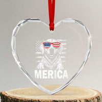 Merica Golden Retriever Heart Crystal Glass Ornament Patriotic Dog US Flag 4th Of July - Wonder Print Shop