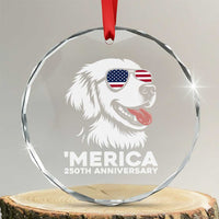 Merica Golden Retriever Lover Crystal Glass Ornament 250th Anniversary Gift