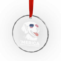 Merica Golden Retriever Lover Crystal Glass Ornament 250th Anniversary Gift