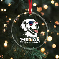 Merica Golden Retriever Lover Crystal Glass Ornament 250th Anniversary Gift