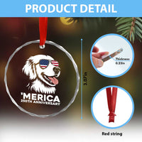 Merica Golden Retriever Lover Crystal Glass Ornament 250th Anniversary Gift