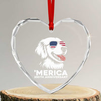 Merica Golden Retriever Lover Heart Crystal Glass Ornament 250th Anniversary Gift