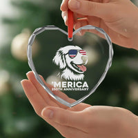 Merica Golden Retriever Lover Heart Crystal Glass Ornament 250th Anniversary Gift
