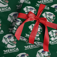 Merica Golden Retriever Lover Wrapping Paper Roll 250th Anniversary Gift