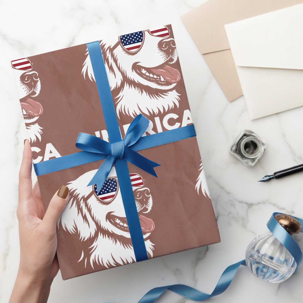 Merica Golden Retriever Lover Wrapping Paper Roll 250th Anniversary Gift