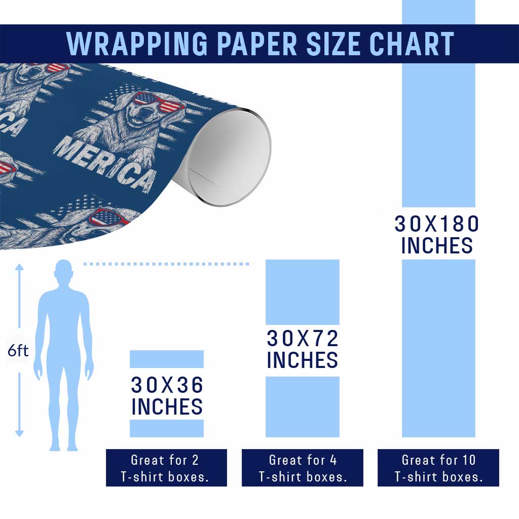 Merica Golden Retriever Wrapping Paper Roll Patriotic Dog US Flag 4th Of July - Wonder Print Shop