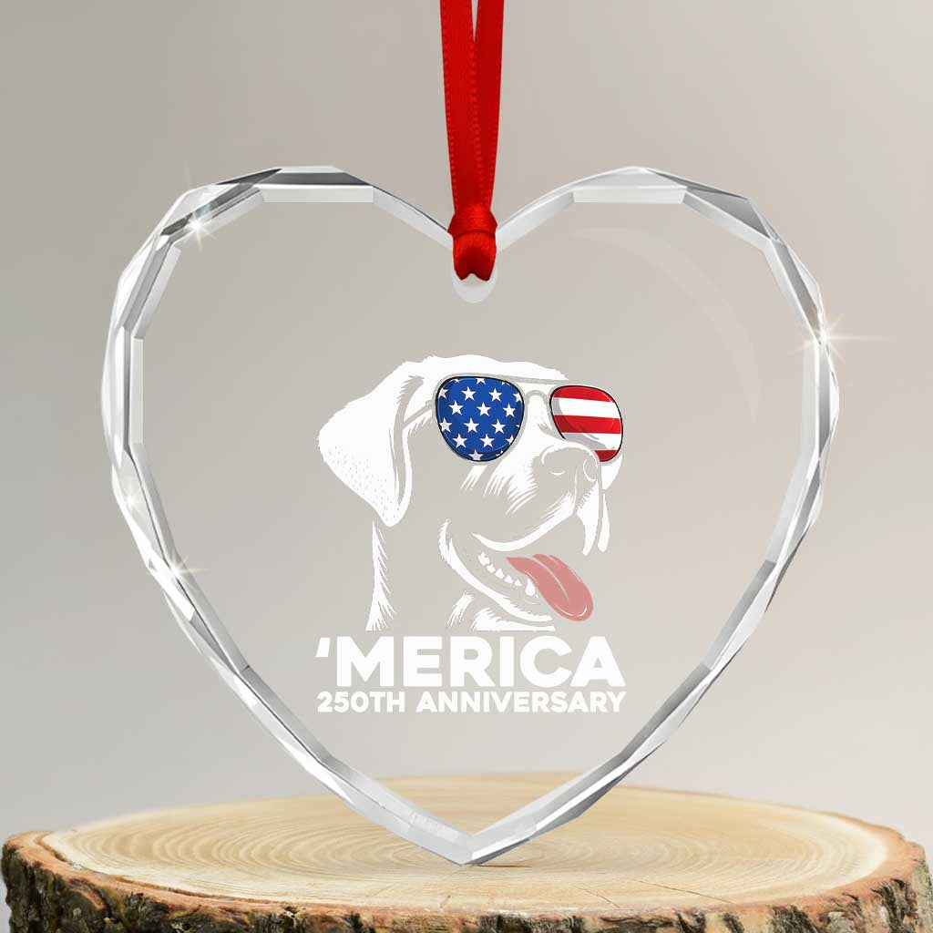 Merica Labrador Retriever Lover Heart Crystal Glass Ornament 250th Anniversary Gift