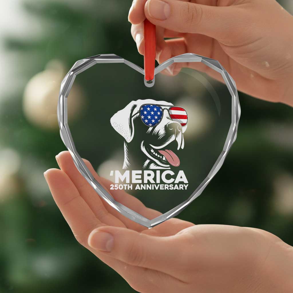 Merica Labrador Retriever Lover Heart Crystal Glass Ornament 250th Anniversary Gift