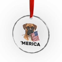Merica Patriotic Boxer Mom Dad Gift Crystal Glass Ornament Merica 4th Of July