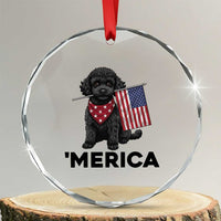 Merica Poodle Dog Lover Gift Crystal Glass Ornament Patriotic 4th Of July