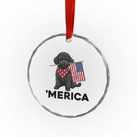 Merica Poodle Dog Lover Gift Crystal Glass Ornament Patriotic 4th Of July
