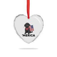 Merica Poodle Dog Lover Gift Heart Crystal Glass Ornament Patriotic 4th Of July