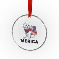 Merica Poodle Mom Dad Patriotic Gift Crystal Glass Ornament 4th Of July Pride