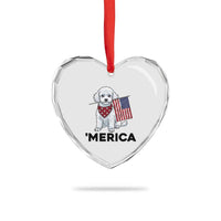 Merica Poodle Mom Dad Patriotic Gift Heart Crystal Glass Ornament 4th Of July Pride
