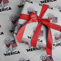 Merica Poodle Mom Dad Patriotic Gift Wrapping Paper Roll 4th Of July Pride