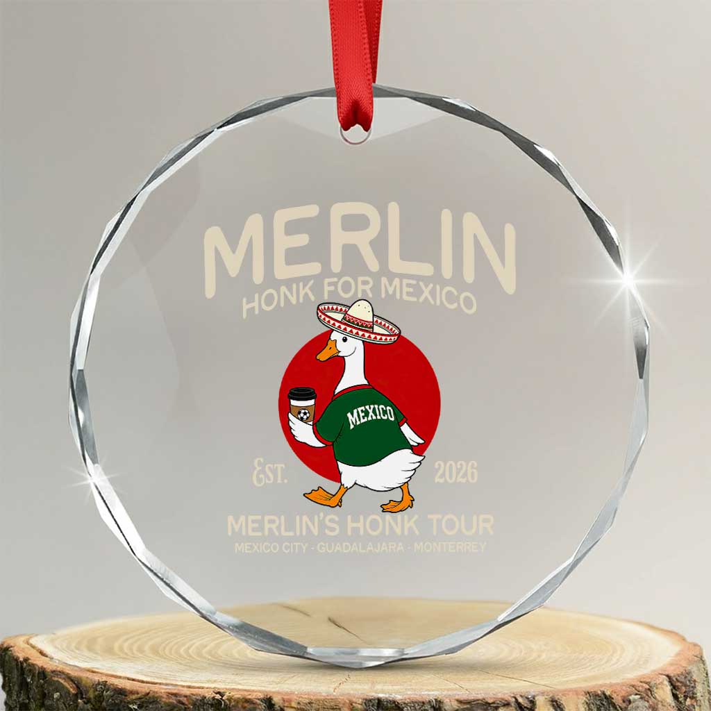 Merlin the Duck Honk Tour Mexico Retro Band Parody Crystal Glass Ornament Mexican Pride Soccer Locer Football Fans