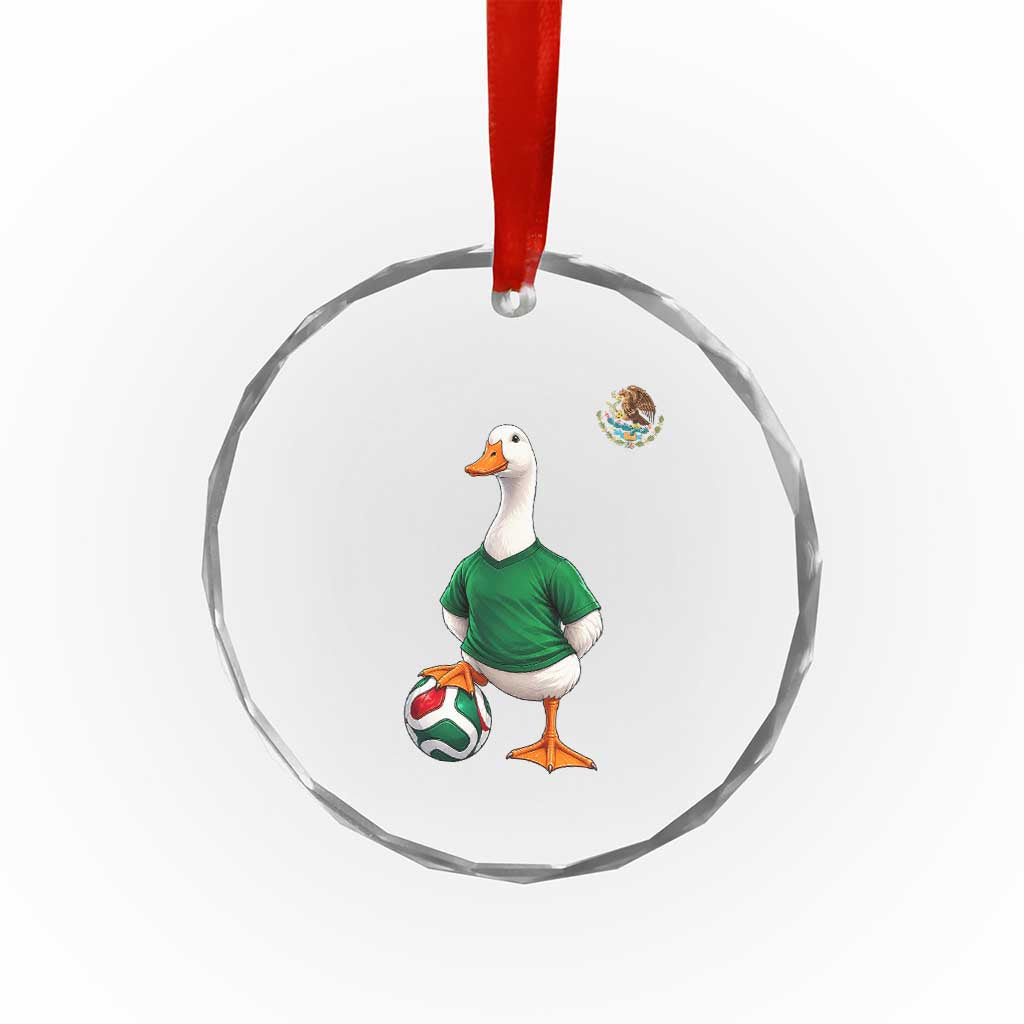 Merlin the Duck Soccer Player Mexico Fans Crystal Glass Ornament Mexican Sports Futbol Lovers Viral Animal in Green Jersey Graphic
