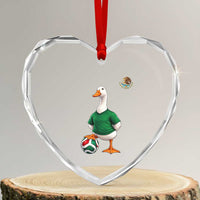 Merlin the Duck Soccer Player Mexico Fans Heart Crystal Glass Ornament Mexican Sports Futbol Lovers Viral Animal in Green Jersey Graphic
