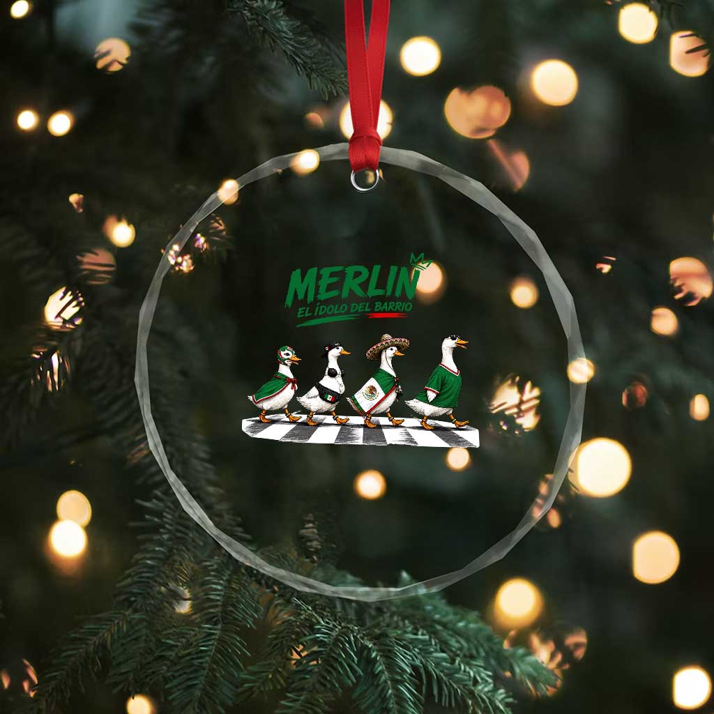 Merlin the Ducks Crosswalk Walk Parody Crystal Glass Ornament El Idolo Del Barrio Mexico Duck Soccer Football Fans