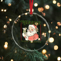 Merrier With Martinis Crystal Glass Ornament Funny Retro Santa Christmas Cocktail Lover - Wonder Print Shop