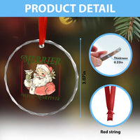 Merrier With Martinis Crystal Glass Ornament Funny Retro Santa Christmas Cocktail Lover - Wonder Print Shop